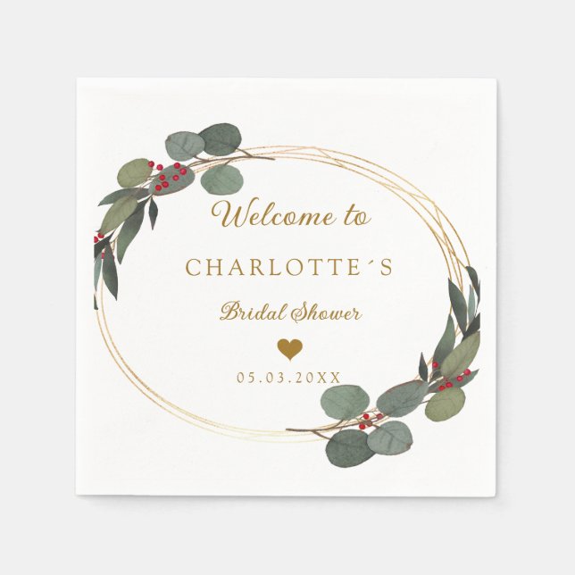 Modern, elegant eucalyptus wedding Serviette Napkin (Front)