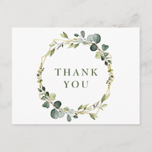 Modern Elegant Eucalyptus Wreath Frame Thank You Postcard