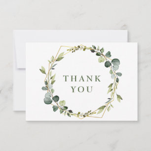 Modern Elegant Eucalyptus Wreath Stylish Frame Thank You Card