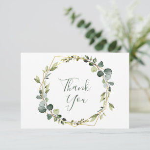 Modern Elegant Eucalyptus Wreath Stylish Frame Thank You Card