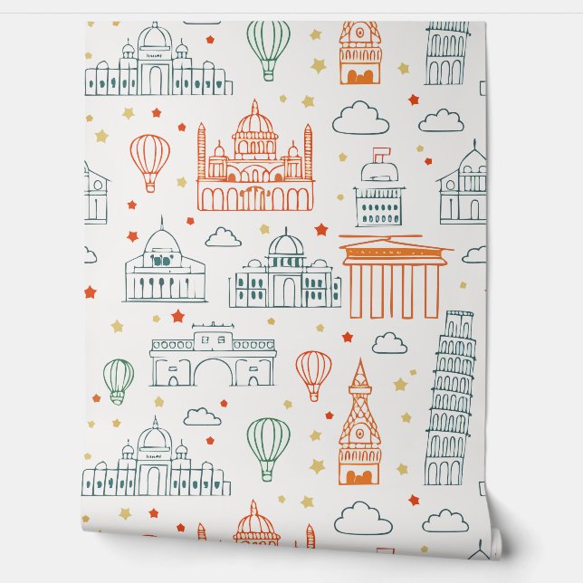 Modern elegant European monuments Wallpaper (Unrolling)