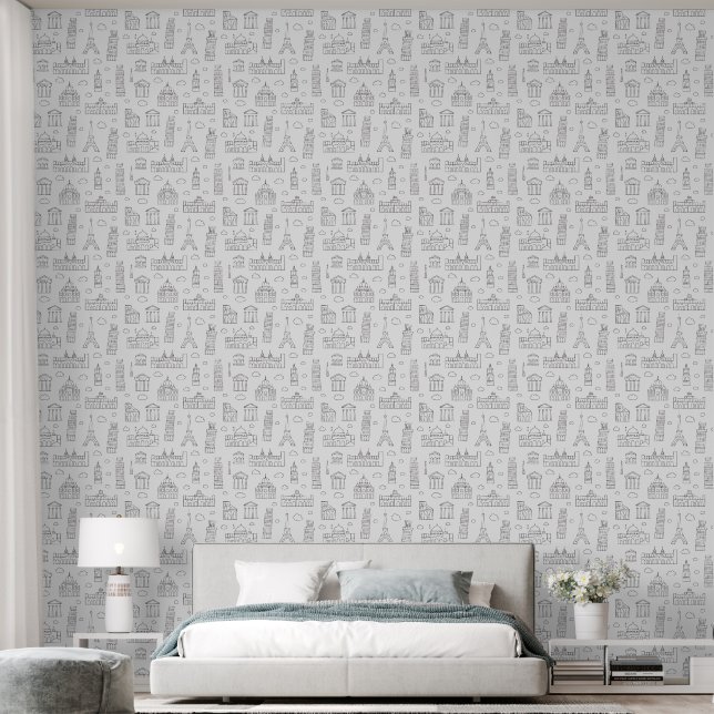 Modern elegant European monuments Wallpaper (Bedroom)