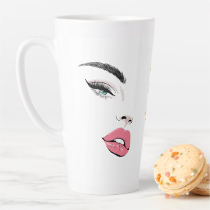 Modern Elegant  Eyes Lips Brows Latte Mug