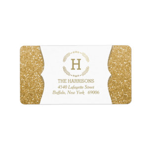 Modern Elegant Fake Glitter Custom Monogram Label