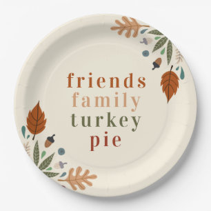 Modern Elegant Fall Autumn Thanksgiving Dinner Paper Plate