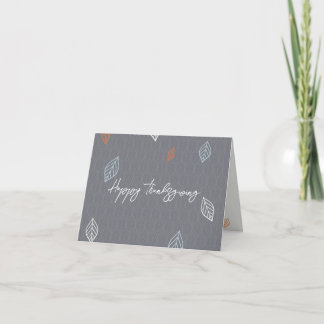 Modern Elegant Falling Leaves Thanksgiving Script Thank You Card