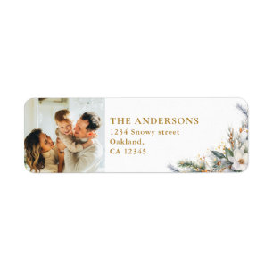 Modern Elegant Family Photo & Pine Tree Christmas