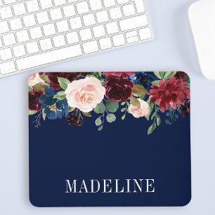 Modern Elegant Fashionable Watercolor Floral Mouse Mat