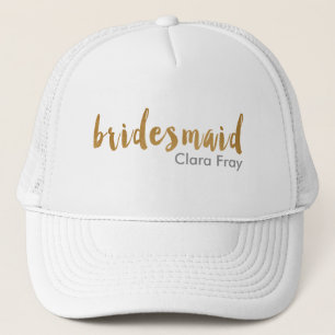modern elegant faux gold bridesmaid text trucker hat