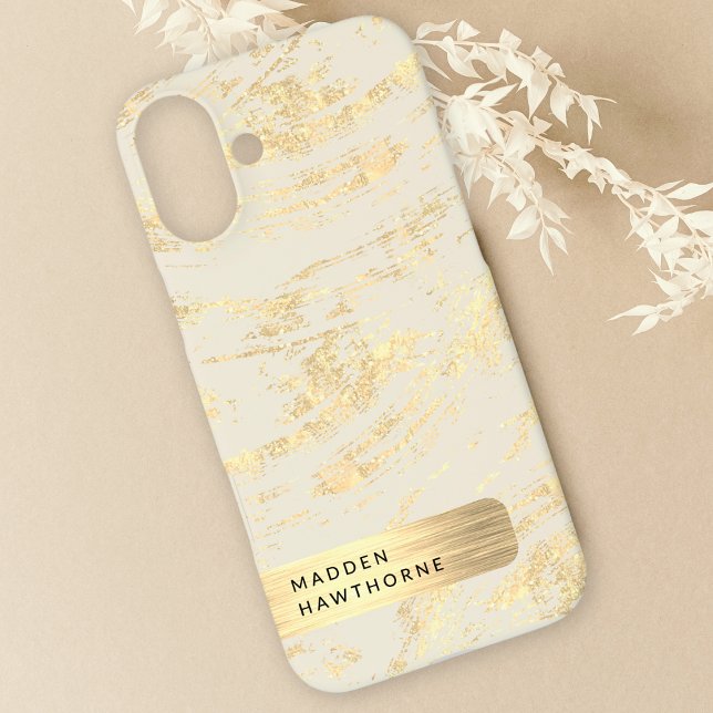 Modern Elegant Faux Gold Brushed Metal Foil Chic Case-Mate iPhone Case (Creator Uploaded)