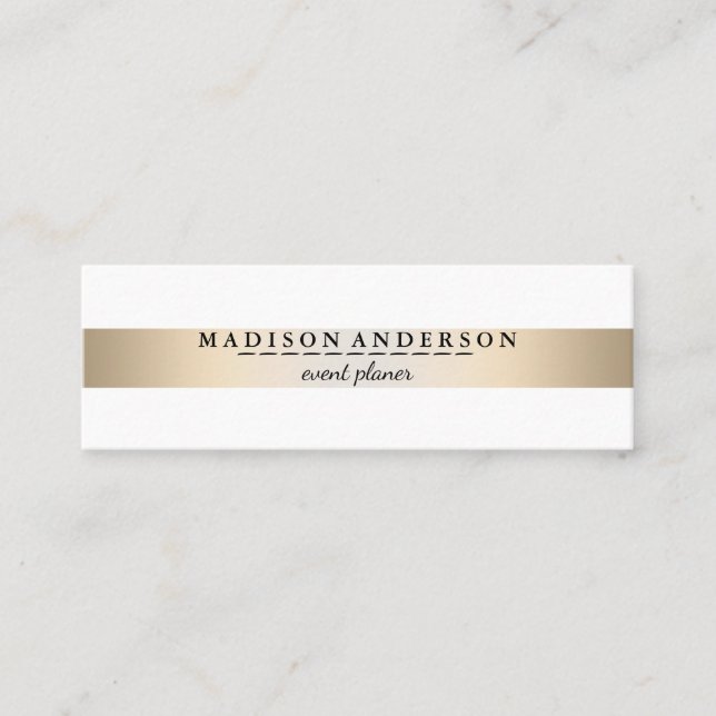 Modern Elegant Faux Gold Foil Striped Mini Business Card (Front)