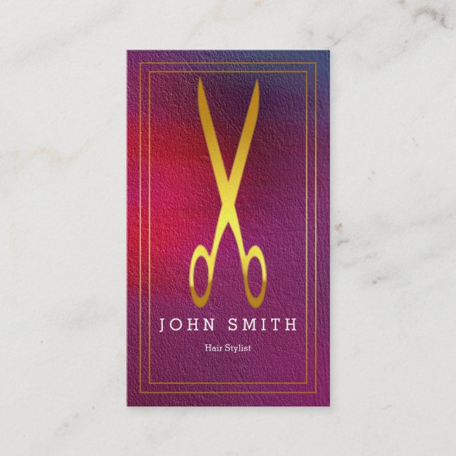 Modern Elegant Faux Gold Hair Stylist Business Card (Front)