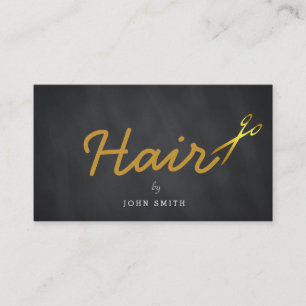 Modern Elegant Faux Gold Hair Stylist Chalkboard Business Card