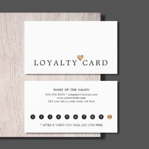 Modern Elegant Faux Gold Heart Beauty Loyalty Card