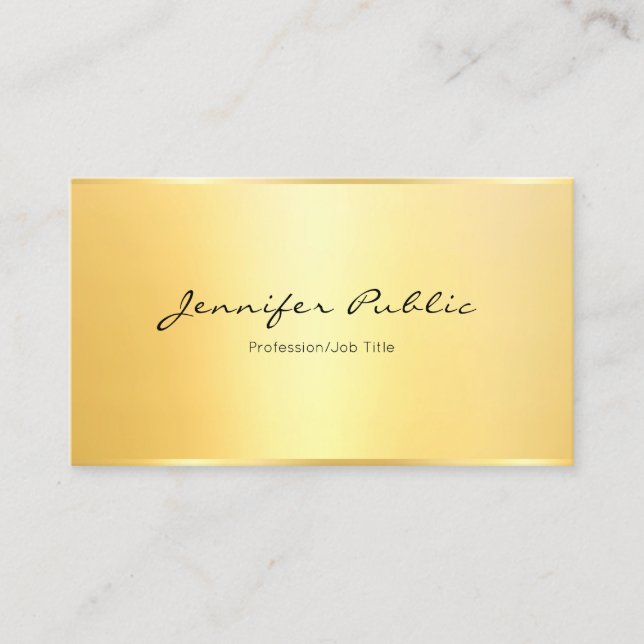 Modern Elegant Faux Gold Minimalist Template Business Card (Front)