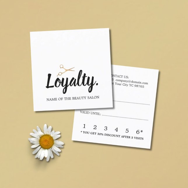 Modern Elegant Faux Gold Scissors Loyalty Card (Creator Uploaded)