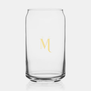 Modern Elegant Faux Gold Script Monogrammed Chic Can Glass