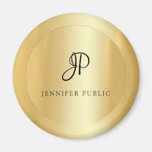 Modern Elegant Faux Gold Template Monogram Magnet