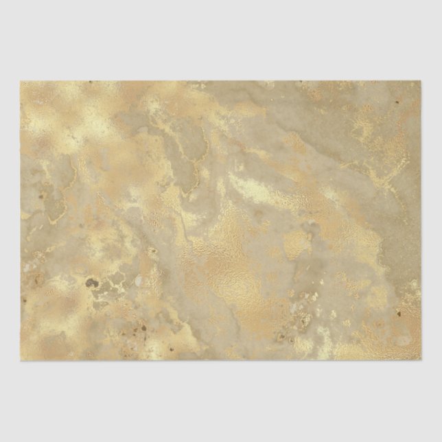 Modern Elegant Faux Gold Watercolor Marble Pattern Tissue Paper (Front)