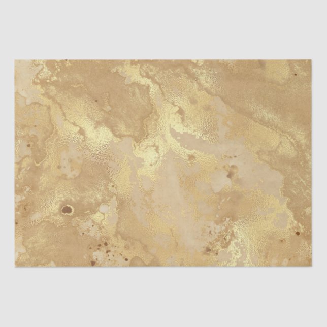 Modern Elegant Faux Gold Watercolor Marble Pattern Tissue Paper (Front)