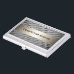 Modern Elegant Faux Metal Consultant Business Card Holder<br><div class="desc">Modern customisable business card holder with faux metal stripe and background. Elegant design,  perfect for consultant,  architecture or construction related professionals.</div>
