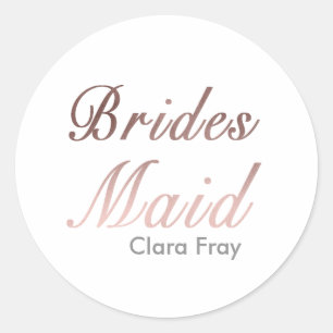 modern elegant faux rose gold bridesmaid classic round sticker