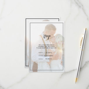 Modern Elegant Faux Vellum Overlay Photo Rsvp Card