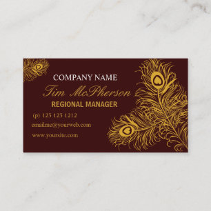 Modern Elegant Feather from Peacock Business Card