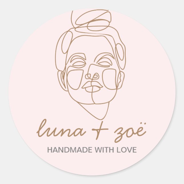 Modern Elegant Feminine Blush Pink Boho Classic Round Sticker (Front)