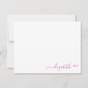 Modern Elegant Feminine Magenta Pink Heart Script Card