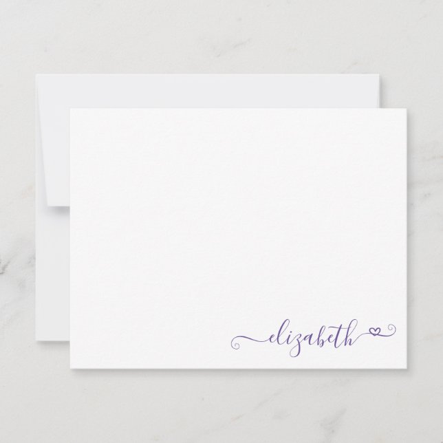 Modern Elegant Feminine Purple Violet Heart Card (Front)