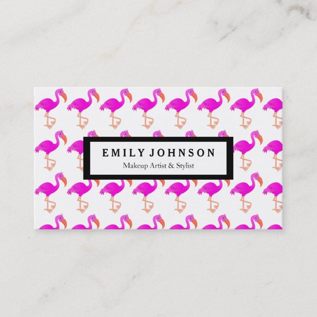 Modern elegant Flamingo Party Business Card (Front)