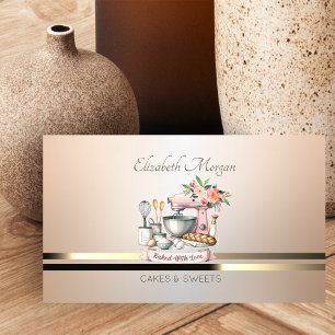 Modern Elegant Floral Bakery Mixer Luminouse  Business Card