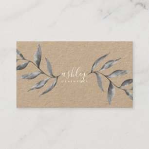 Modern elegant floral black watercolor kraft business card