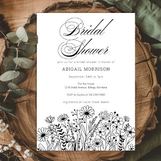 Modern Elegant Floral Boho Bridal Shower Invitation