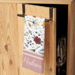 Modern Elegant Floral Calligraphy Personalised Tea Towel<br><div class="desc">Modern Elegant Floral Calligraphy Personalised Kitchen Towel. Perfect gift for girl friends,  mum,  grandma and cook enthusiasts.</div>
