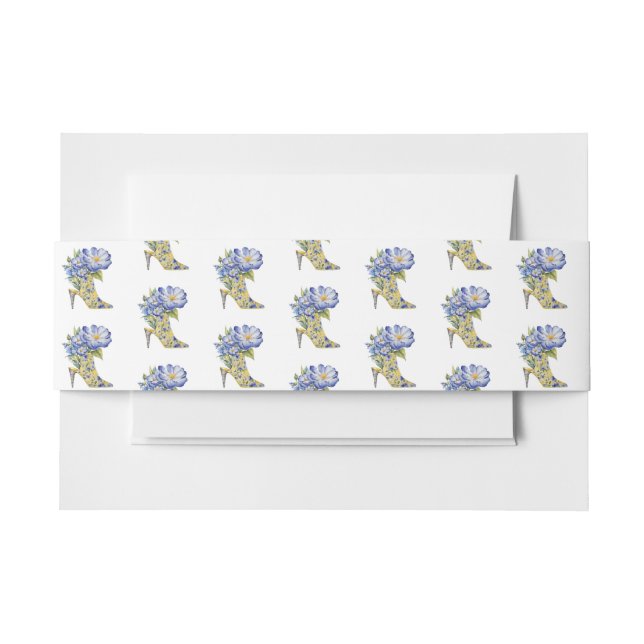 Modern Elegant Floral Chinoiserie High-Heel Shoe Invitation Belly Band (Front Example)
