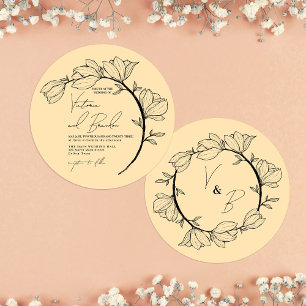 Modern Elegant Floral Circle Branch Wedding Invitation