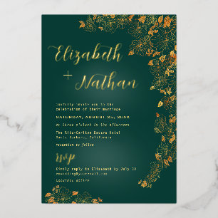 Modern Elegant Floral Emerald Green Wedding Gold 