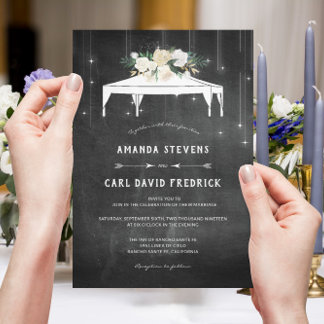 Modern Elegant Floral Evening Tent Wedding Invitation