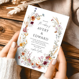 Modern Elegant Floral Fall Wedding Rustic Boho  Invitation