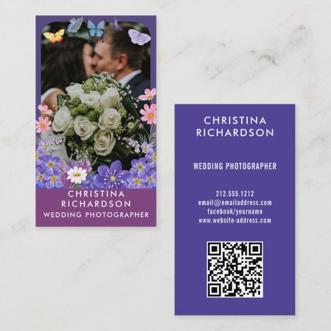 Modern Elegant floral Frame wedding photography Business Card (Front/Back)