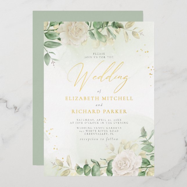 Modern Elegant Floral Greenery Wedding (Front/Back)