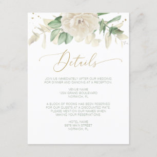 Modern Elegant Floral Greenery Wedding Details Enclosure Card