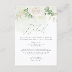 Modern Elegant Floral Greenery Wedding Details Enclosure Card