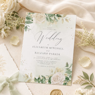 Modern Elegant Floral Greenery Wedding Invitation