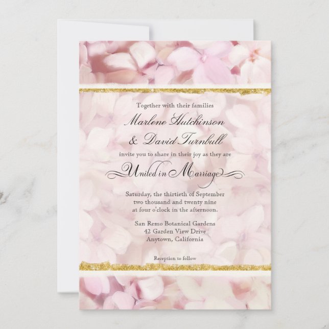 Modern Elegant Floral Hydrangea Flowers Wedding Invitation (Front)