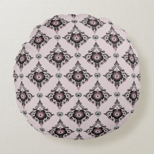 Modern Elegant Floral Lavender Damask Round Cushion