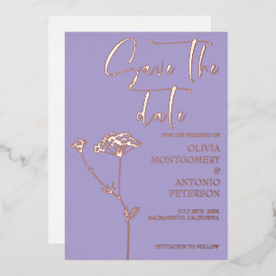 Modern Elegant Floral Lavender Save the date