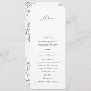 Modern Elegant Floral Line Art Wedding  Menu